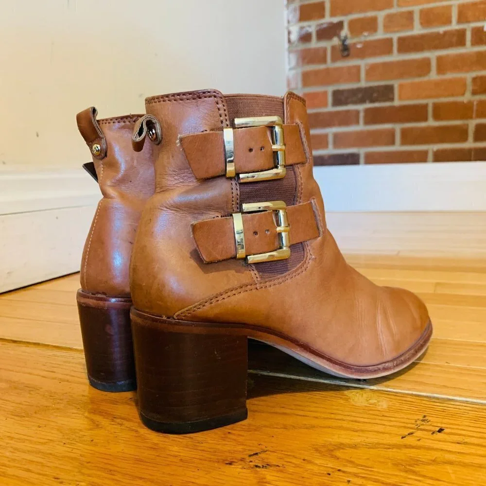 Sam Edelman Women's Ankle Boots Size 6.5 Leather Tan/Brown